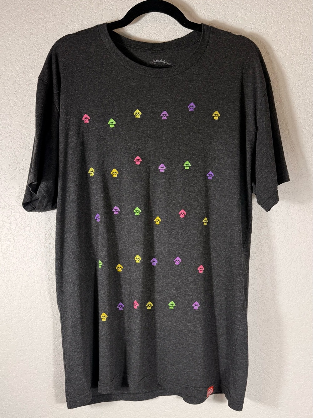 Nintendo XL Gray Short Sleeve Tee with Neon Pink, Green, Yellow & Purple Icons